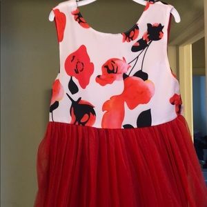 Girls 8/10 tulle lace and satin floral print maxi